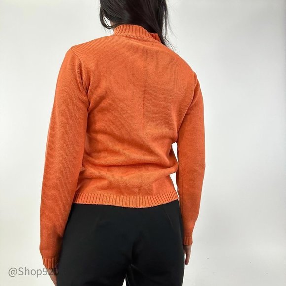 orange zip up sweater long sleeve - Picture 3 of 8